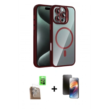 MARSİLYAN™- iPhone 16 Pro Max Kılıf Yadigar Asil Koleksiyonu - Siyah 3D Antistatik Mat Seramik Nano Ekran Koruyucu + Raze Metal Kamera Lens - CLTM