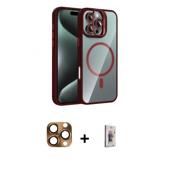 MARSİLYAN™- iPhone 16 Pro Max Kılıf Yadigar Asil Koleksiyonu - Siyah Bilvis 3D Cam Ekran Koruyucu + Pers Alüminyum Kamera Lens - CLTM