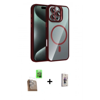 MARSİLYAN™- iPhone 16 Pro Max Kılıf Yadigar Asil Koleksiyonu - Siyah Bilvis 3D Cam Ekran Koruyucu + Raze Metal Kamera Lens - CLTM