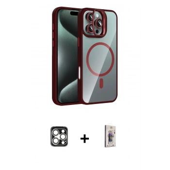 MARSİLYAN™- iPhone 16 Pro Max Kılıf Yadigar Asil Koleksiyonu - Siyah Bilvis 3D Cam Ekran Koruyucu + PVD Metal Kamera Lens - GS