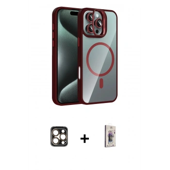 MARSİLYAN™- iPhone 16 Pro Max Kılıf Yadigar Asil Koleksiyonu - Siyah Bilvis 3D Cam Ekran Koruyucu + PVD Metal Kamera Lens - GD