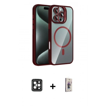 MARSİLYAN™- iPhone 16 Pro Max Kılıf Yadigar Asil Koleksiyonu - Siyah Bilvis 3D Cam Ekran Koruyucu + PVD Metal Kamera Lens - SH
