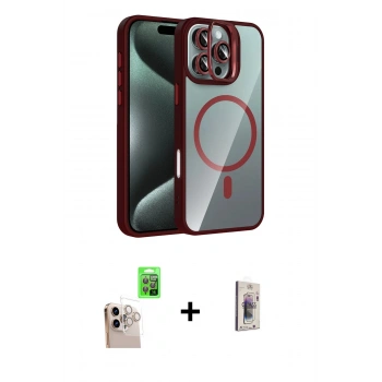 MARSİLYAN™- iPhone 16 Pro Max Kılıf Yadigar Asil Koleksiyonu - Siyah Bilvis 3D Cam Ekran Koruyucu + Raze Metal Kamera Lens - NLGY