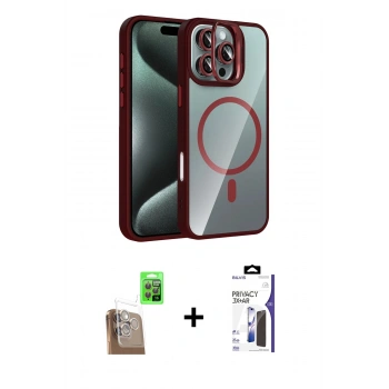 MARSİLYAN™- iPhone 16 Pro Max Kılıf Yadigar Asil Koleksiyonu - Siyah Bilvis 3X AR Hayalet Cam Ekran Koruyucu + Raze Metal Kamera Lens - CLTM