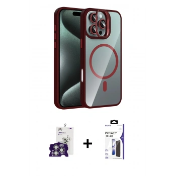 MARSİLYAN™- iPhone 16 Pro Max Kılıf Yadigar Asil Koleksiyonu - Siyah Bilvis 3X AR Hayalet Cam Ekran Koruyucu + Bilvis Titan Kamera Lens - GS