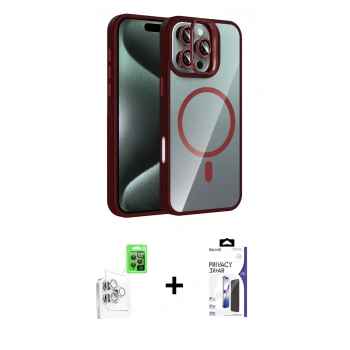 MARSİLYAN™- iPhone 16 Pro Max Kılıf Yadigar Asil Koleksiyonu - Siyah Bilvis 3X AR Hayalet Cam Ekran Koruyucu + Raze Metal Kamera Lens - BZ