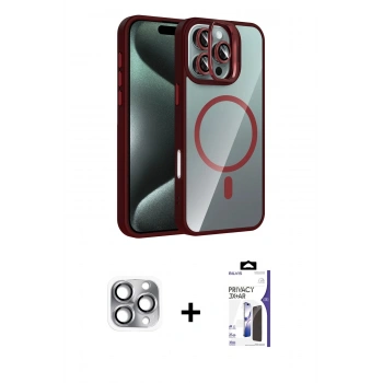 MARSİLYAN™- iPhone 16 Pro Max Kılıf Yadigar Asil Koleksiyonu - Siyah Bilvis 3X AR Hayalet Cam Ekran Koruyucu + Pers Alüminyum Kamera Lens - GI