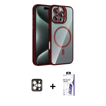 MARSİLYAN™- iPhone 16 Pro Max Kılıf Yadigar Asil Koleksiyonu - Siyah Bilvis 3X AR HD Cam Ekran Koruyucu + PVD Metal Kamera Lens - GD