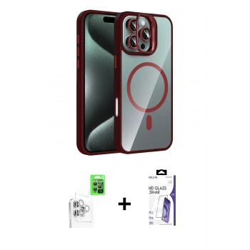 MARSİLYAN™- iPhone 16 Pro Max Kılıf Yadigar Asil Koleksiyonu - Siyah Bilvis 3X AR HD Cam Ekran Koruyucu + Raze Metal Kamera Lens - BZ