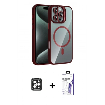 MARSİLYAN™- iPhone 16 Pro Max Kılıf Yadigar Asil Koleksiyonu - Siyah Bilvis 3X AR HD Cam Ekran Koruyucu + PVD Metal Kamera Lens - SH