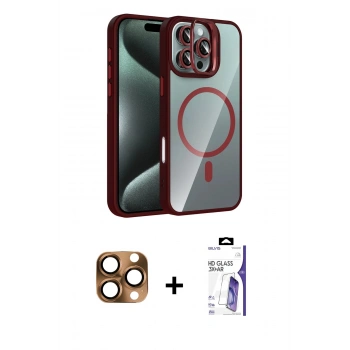 MARSİLYAN™- iPhone 16 Pro Max Kılıf Yadigar Asil Koleksiyonu - Siyah Bilvis 3X AR HD Cam Ekran Koruyucu + Pers Alüminyum Kamera Lens - CLTM