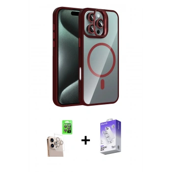 MARSİLYAN™- iPhone 16 Pro Max Kılıf Yadigar Asil Koleksiyonu - Siyah Bilvis 5in1 3D Magic Cam Ekran Koruyucu + Raze Metal Kamera Lens - NLGY