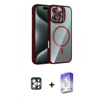 MARSİLYAN™- iPhone 16 Pro Max Kılıf Yadigar Asil Koleksiyonu - Siyah Bilvis 5in1 3D Magic Cam Ekran Koruyucu + PVD Metal Kamera Lens - GS