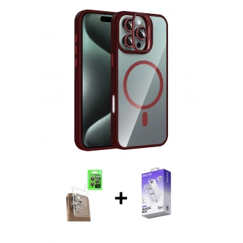 MARSİLYAN™- iPhone 16 Pro Max Kılıf Yadigar Asil Koleksiyonu - Siyah Bilvis 5in1 3D Magic Cam Ekran Koruyucu + Raze Metal Kamera Lens - CLTM