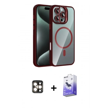 MARSİLYAN™- iPhone 16 Pro Max Kılıf Yadigar Asil Koleksiyonu - Siyah Bilvis 5in1 5D Magic Hayalet Cam Ekran Koruyucu + PVD Metal Kamera Lens - GD