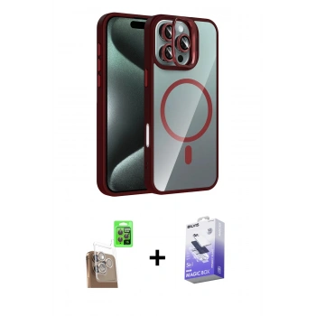 MARSİLYAN™- iPhone 16 Pro Max Kılıf Yadigar Asil Koleksiyonu - Siyah Bilvis 5in1 5D Magic Hayalet Cam Ekran Koruyucu + Raze Metal Kamera Lens - CLTM
