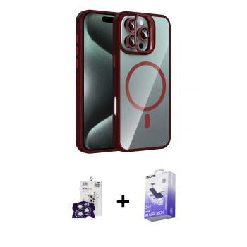 MARSİLYAN™- iPhone 16 Pro Max Kılıf Yadigar Asil Koleksiyonu - Siyah Bilvis 5in1 5D Magic Hayalet Cam Ekran Koruyucu + Bilvis Titan Kamera Lens - TMGI