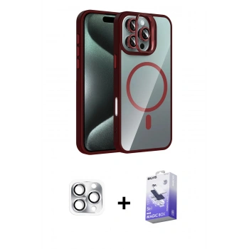 MARSİLYAN™- iPhone 16 Pro Max Kılıf Yadigar Asil Koleksiyonu - Siyah Bilvis 5in1 5D Magic Hayalet Cam Ekran Koruyucu + Pers Alüminyum Kamera Lens - GS