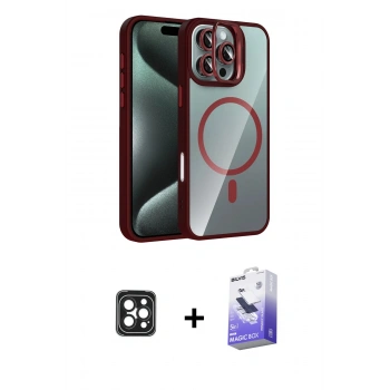 MARSİLYAN™- iPhone 16 Pro Max Kılıf Yadigar Asil Koleksiyonu - Siyah Bilvis 5in1 5D Magic Hayalet Cam Ekran Koruyucu + PVD Metal Kamera Lens - SH
