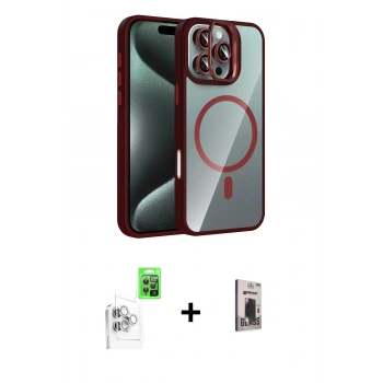 MARSİLYAN™- iPhone 16 Pro Max Kılıf Yadigar Asil Koleksiyonu - Siyah Bilvis Hayalet Cam Ekran Koruyucu + Raze Metal Kamera Lens - BZ