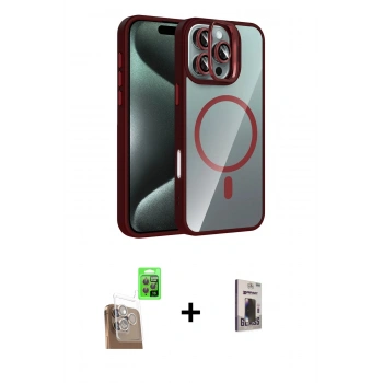 MARSİLYAN™- iPhone 16 Pro Max Kılıf Yadigar Asil Koleksiyonu - Siyah Bilvis Hayalet Cam Ekran Koruyucu + Raze Metal Kamera Lens - CLTM
