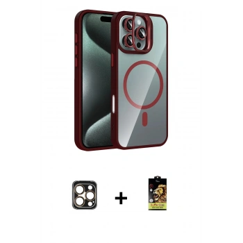 MARSİLYAN™- iPhone 16 Pro Max Kılıf Yadigar Asil Koleksiyonu - Siyah Buffer Cam Ekran Koruyucu + PVD Metal Kamera Lens - GD