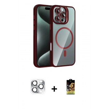 MARSİLYAN™- iPhone 16 Pro Max Kılıf Yadigar Asil Koleksiyonu - Siyah Buffer Cam Ekran Koruyucu + Pers Alüminyum Kamera Lens - GS