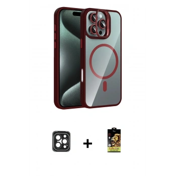 MARSİLYAN™- iPhone 16 Pro Max Kılıf Yadigar Asil Koleksiyonu - Siyah Buffer Cam Ekran Koruyucu + PVD Metal Kamera Lens - SH