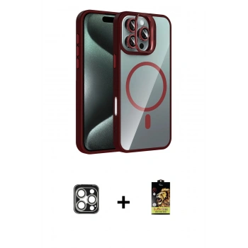 MARSİLYAN™- iPhone 16 Pro Max Kılıf Yadigar Asil Koleksiyonu - Siyah Buffer Cam Ekran Koruyucu + PVD Metal Kamera Lens - GS