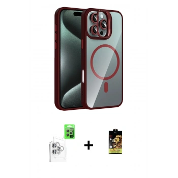 MARSİLYAN™- iPhone 16 Pro Max Kılıf Yadigar Asil Koleksiyonu - Siyah Buffer Cam Ekran Koruyucu + Raze Metal Kamera Lens - BZ