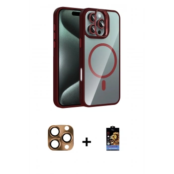 MARSİLYAN™- iPhone 16 Pro Max Kılıf Yadigar Asil Koleksiyonu - Siyah Buffer Hayalet Cam Ekran Koruyucu + Pers Alüminyum Kamera Lens - CLTM