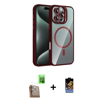 MARSİLYAN™- iPhone 16 Pro Max Kılıf Yadigar Asil Koleksiyonu - Siyah Buffer Hayalet Cam Ekran Koruyucu + Raze Metal Kamera Lens - CLTM