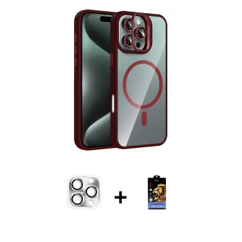 MARSİLYAN™- iPhone 16 Pro Max Kılıf Yadigar Asil Koleksiyonu - Siyah Buffer Hayalet Cam Ekran Koruyucu + Pers Alüminyum Kamera Lens - GS