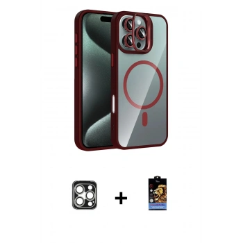 MARSİLYAN™- iPhone 16 Pro Max Kılıf Yadigar Asil Koleksiyonu - Siyah Buffer Hayalet Cam Ekran Koruyucu + PVD Metal Kamera Lens - GS
