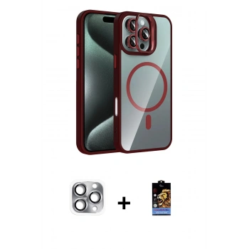 MARSİLYAN™- iPhone 16 Pro Max Kılıf Yadigar Asil Koleksiyonu - Siyah Buffer Hayalet Cam Ekran Koruyucu + Pers Alüminyum Kamera Lens - GI