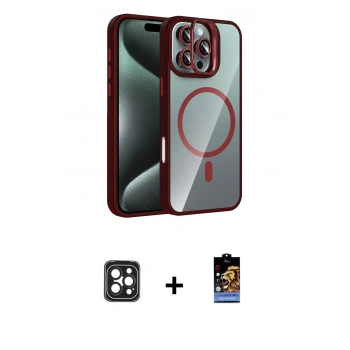 MARSİLYAN™- iPhone 16 Pro Max Kılıf Yadigar Asil Koleksiyonu - Siyah Buffer Hayalet Cam Ekran Koruyucu + PVD Metal Kamera Lens - SH
