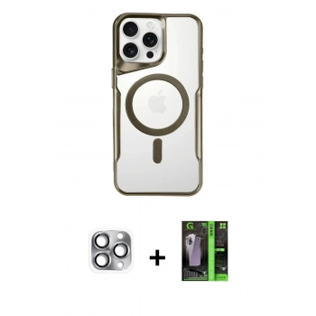 MARSİLYAN™- iPhone 16 Pro Max Kılıf Yadigar Klasik Özel Seri - Şeffaf 360 Full Body Arka Koruyucu + Pers Alüminyum Kamera Lens - GI