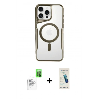 MARSİLYAN™- iPhone 16 Pro Max Kılıf Yadigar Klasik Özel Seri - Şeffaf Pasifik Cam Ekran Koruyucu + Raze Metal Kamera Lens - BZ