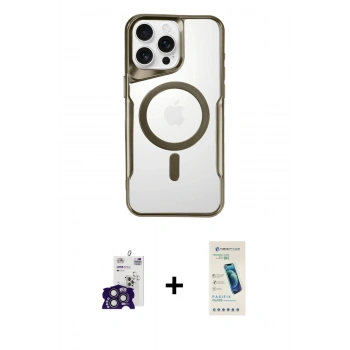 MARSİLYAN™- iPhone 16 Pro Max Kılıf Yadigar Klasik Özel Seri - Şeffaf Pasifik Cam Ekran Koruyucu + Bilvis Titan Kamera Lens - TMGI