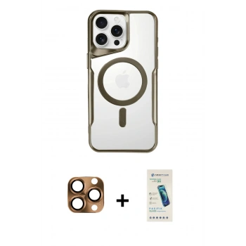 MARSİLYAN™- iPhone 16 Pro Max Kılıf Yadigar Klasik Özel Seri - Şeffaf Pasifik Cam Ekran Koruyucu + Pers Alüminyum Kamera Lens - CLTM