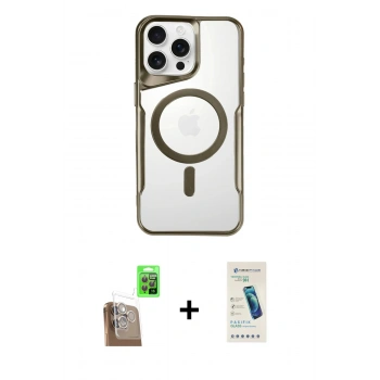 MARSİLYAN™- iPhone 16 Pro Max Kılıf Yadigar Klasik Özel Seri - Şeffaf Pasifik Cam Ekran Koruyucu + Raze Metal Kamera Lens - CLTM