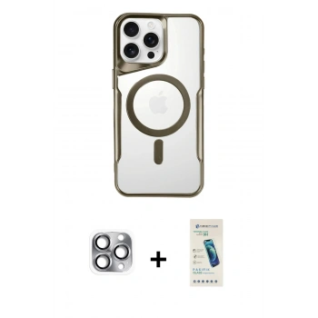 MARSİLYAN™- iPhone 16 Pro Max Kılıf Yadigar Klasik Özel Seri - Şeffaf Pasifik Cam Ekran Koruyucu + Pers Alüminyum Kamera Lens - GI
