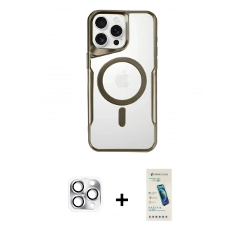 MARSİLYAN™- iPhone 16 Pro Max Kılıf Yadigar Klasik Özel Seri - Şeffaf Pasifik Cam Ekran Koruyucu + Pers Alüminyum Kamera Lens - GS