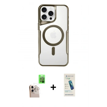 MARSİLYAN™- iPhone 16 Pro Max Kılıf Yadigar Klasik Özel Seri - Şeffaf Pasifik Cam Ekran Koruyucu + Raze Metal Kamera Lens - NLGY