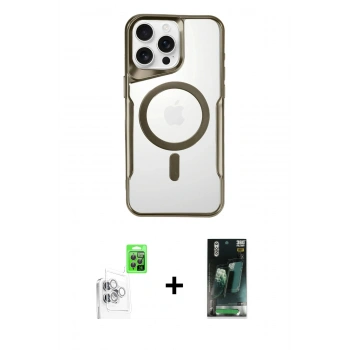 MARSİLYAN™- iPhone 16 Pro Max Kılıf Yadigar Klasik Özel Seri - Siyah 360 Mat Full Body Arka Koruyucu + Raze Metal Kamera Lens - BZ