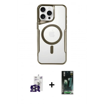 MARSİLYAN™- iPhone 16 Pro Max Kılıf Yadigar Klasik Özel Seri - Siyah 360 Mat Full Body Arka Koruyucu + Bilvis Titan Kamera Lens - TMGI