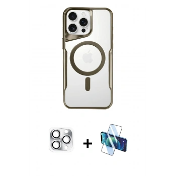 MARSİLYAN™- iPhone 16 Pro Max Kılıf Yadigar Klasik Özel Seri - Siyah 3D Antistatik Cam Ekran Koruyucu + Pers Alüminyum Kamera Lens - GS