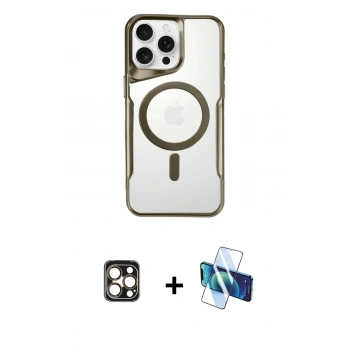 MARSİLYAN™- iPhone 16 Pro Max Kılıf Yadigar Klasik Özel Seri - Siyah 3D Antistatik Cam Ekran Koruyucu + PVD Metal Kamera Lens - GD