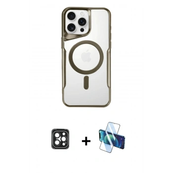 MARSİLYAN™- iPhone 16 Pro Max Kılıf Yadigar Klasik Özel Seri - Siyah 3D Antistatik Cam Ekran Koruyucu + PVD Metal Kamera Lens - SH