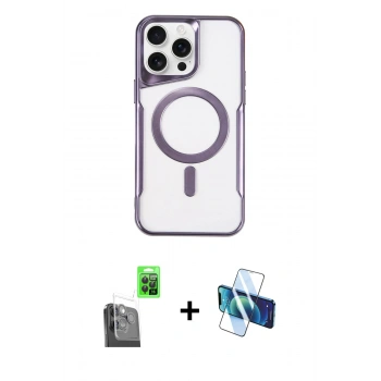 MARSİLYAN™- iPhone 16 Pro Max Kılıf Yadigar Klasik Özel Seri - Siyah 3D Antistatik Cam Ekran Koruyucu + Raze Metal Kamera Lens - SH